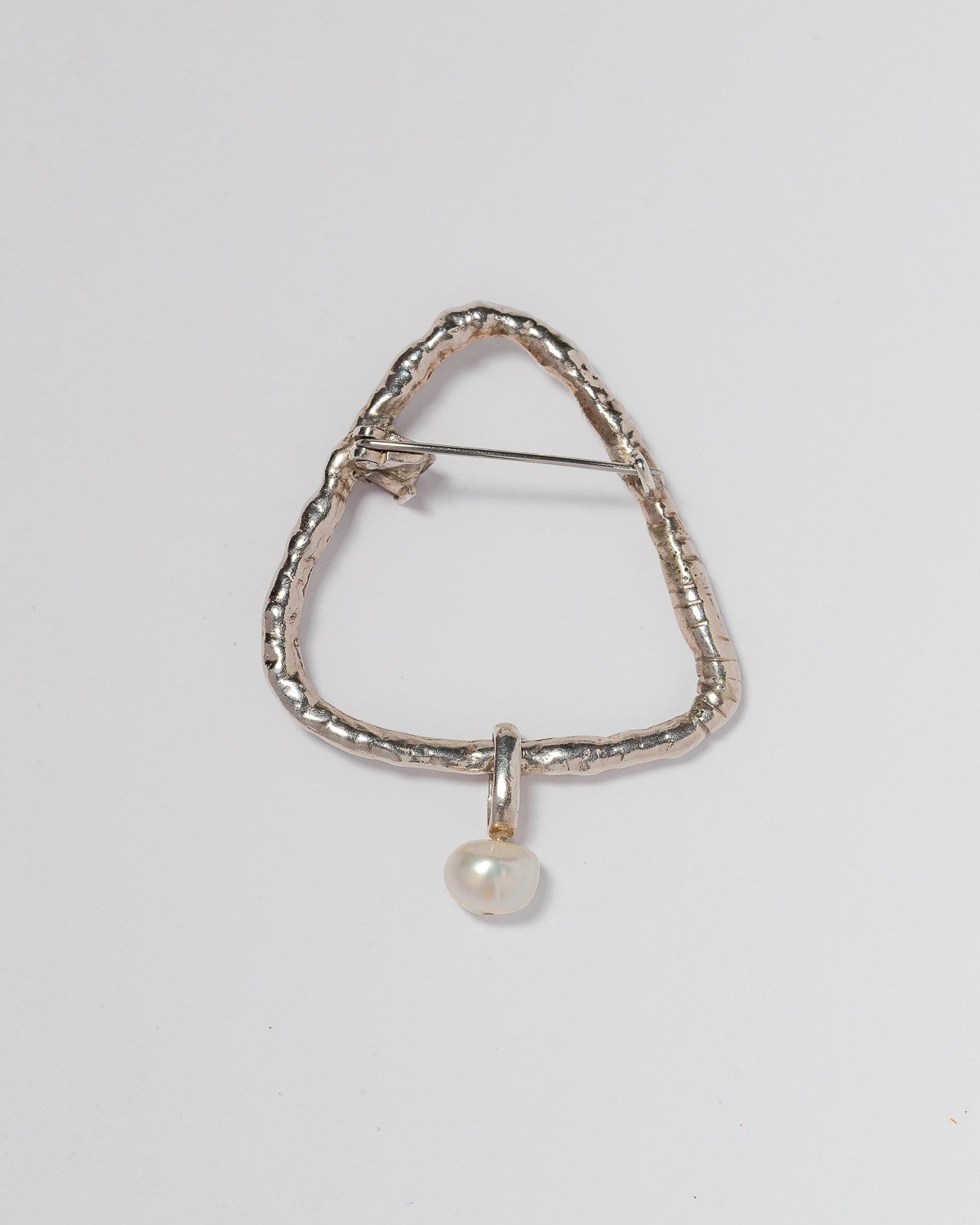 Broche Argola Tri Prata E Pérola