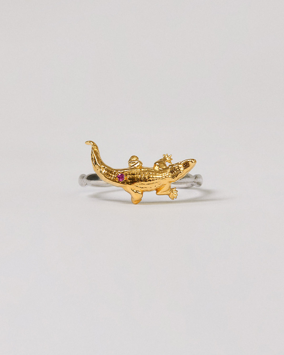 Anel Solitário Crocodilo