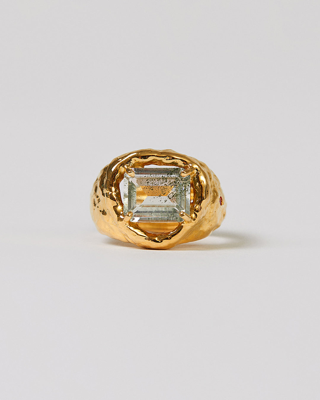 Anel Elo Oval e Quartzo Rutilado