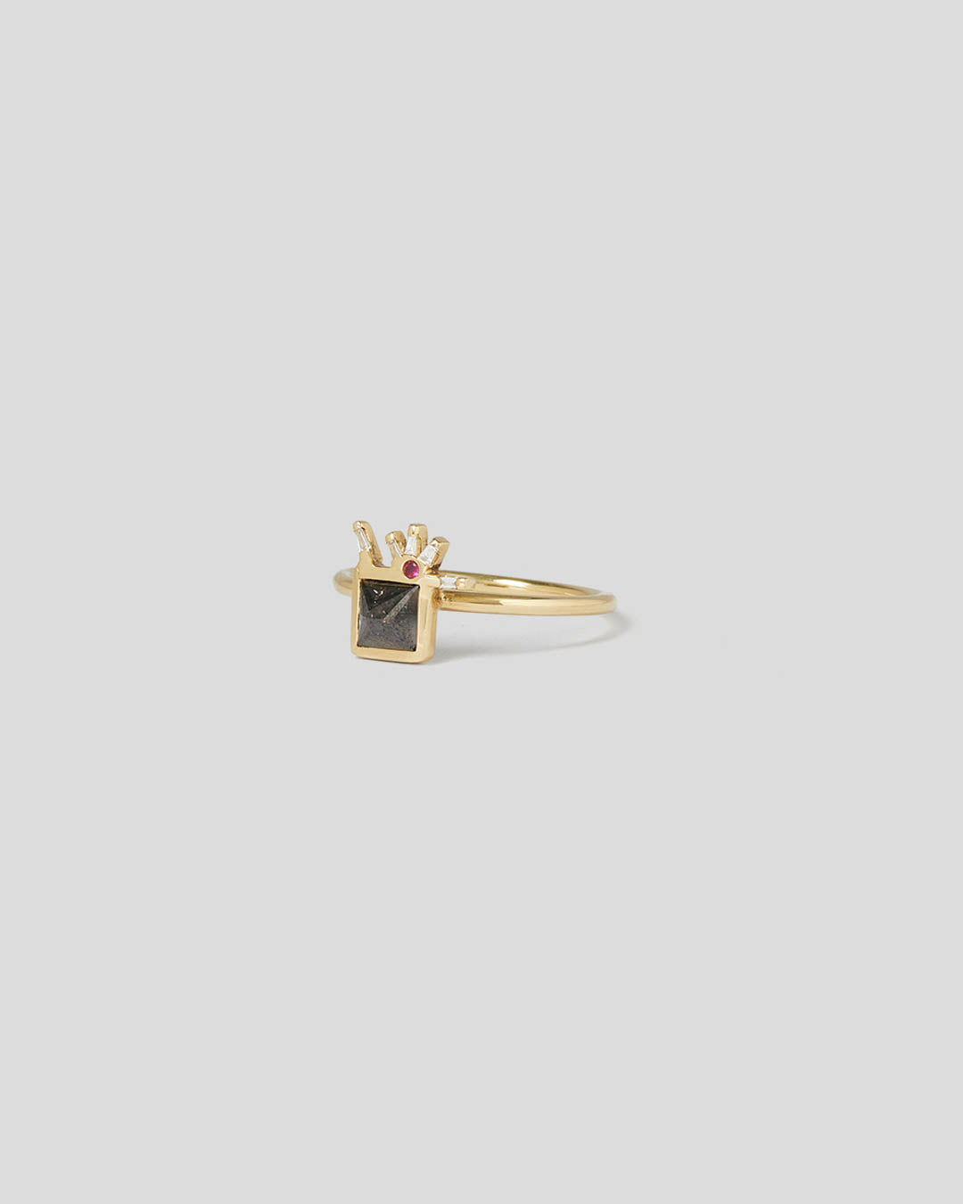 Anel Diamante Negro 0,7 CT E Baguetes Brilhantes