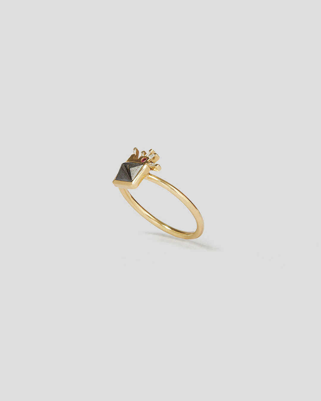 Anel Diamante Negro 0,7 CT E Baguetes Brilhantes