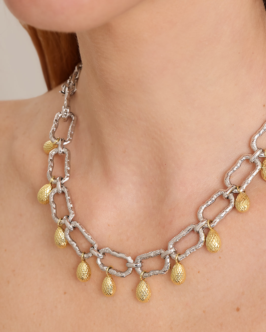 Pulseira Choker Elos Ret E Ovos De Fênix