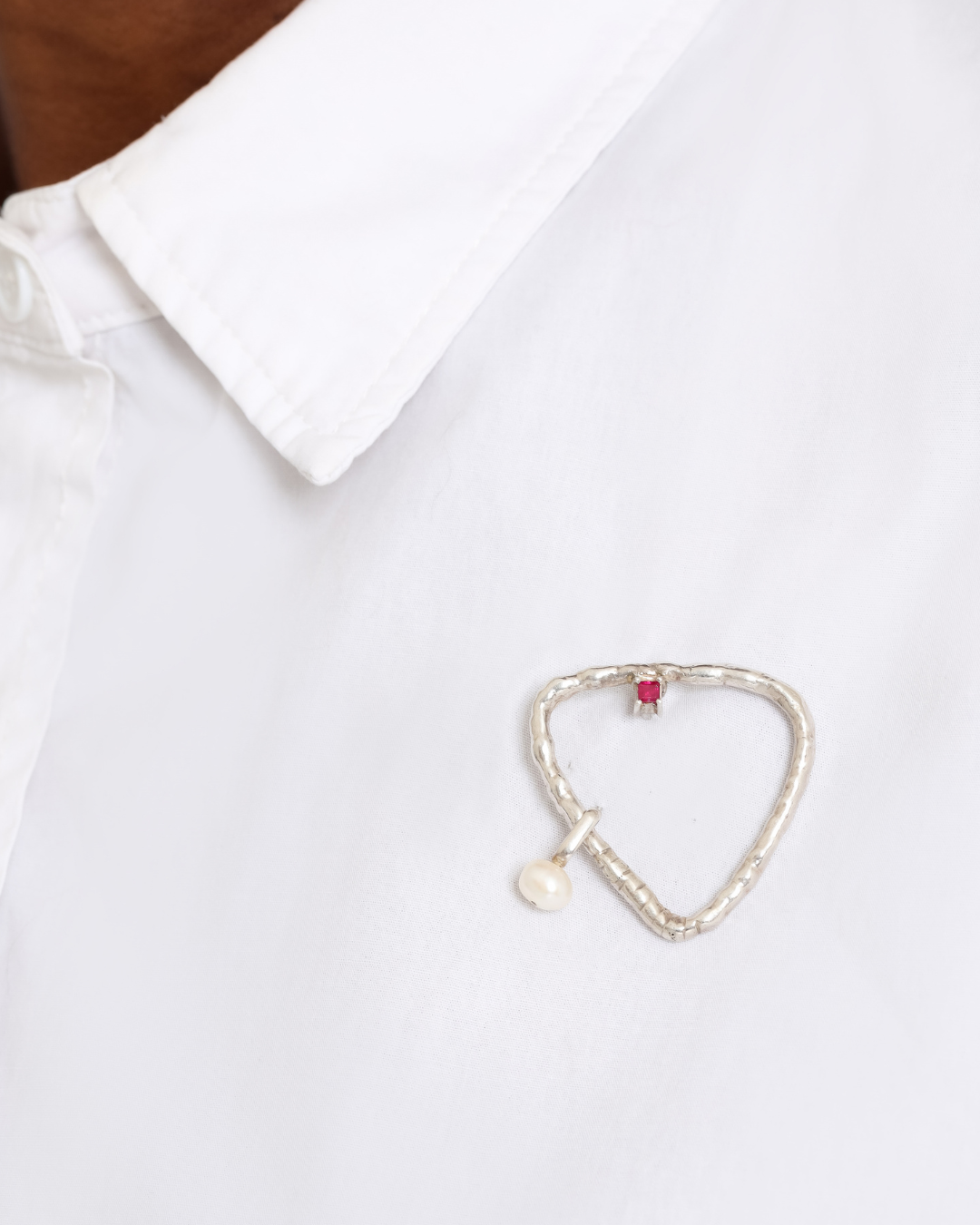 Broche Argola Tri Prata E Pérola
